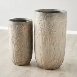 Maliyah Brass Washed Fibre Clay Tall Planter - Set of 2