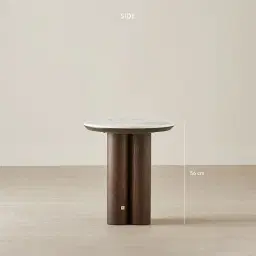 Terzetto Pandora Brown Sintered Stone Round Side Table - Dark Brown Ash Legs