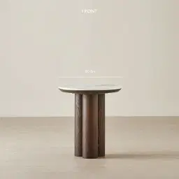 Terzetto Pandora Brown Sintered Stone Round Side Table - Dark Brown Ash Legs