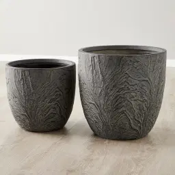 Delinda Black Wash Fibre Clay Planter - Set of 2	