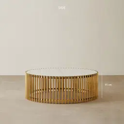 Amaya White Sintered Stone Coffee Table - Polished Gold Legs