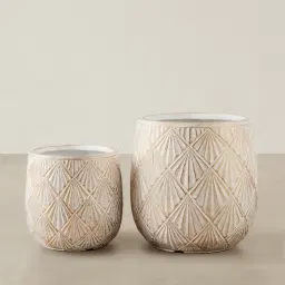 Zariah White Fibre Clay Planter - Set of 2