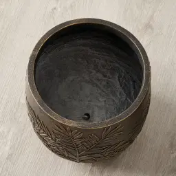 Ahmaya Black and Gold Fibre Clay Planter - Set of 2