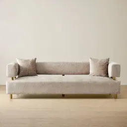 Malta II 3-Seater Beige Latte Chenille Fabric Sofa