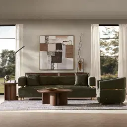 Malta II 3-Seater Green Chenille Fabric Sofa