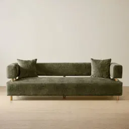 Malta II 3-Seater Green Chenille Fabric Sofa