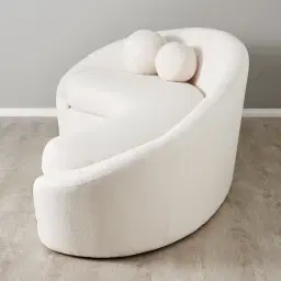 Maddie Curved Chantilly White Fabric 3-Seater Sofa