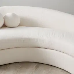 Maddie Curved Chantilly White Fabric 3-Seater Sofa