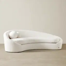 Maddie Curved Chantilly White Fabric 3-Seater Sofa