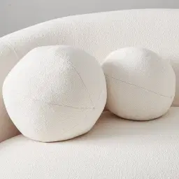 Maddie Curved Chantilly White Fabric 3-Seater Sofa