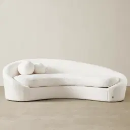 Maddie Curved Chantilly White Fabric 3-Seater Sofa