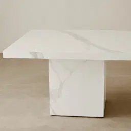 Thames Polished White Sintered Stone Dining Table
