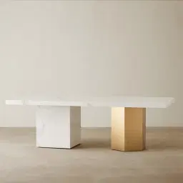 Thames Polished White Sintered Stone Dining Table
