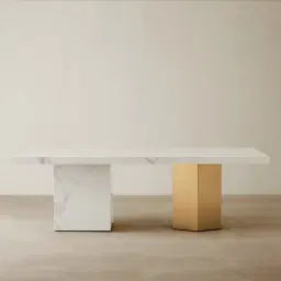 Thames Polished White Sintered Stone Dining Table