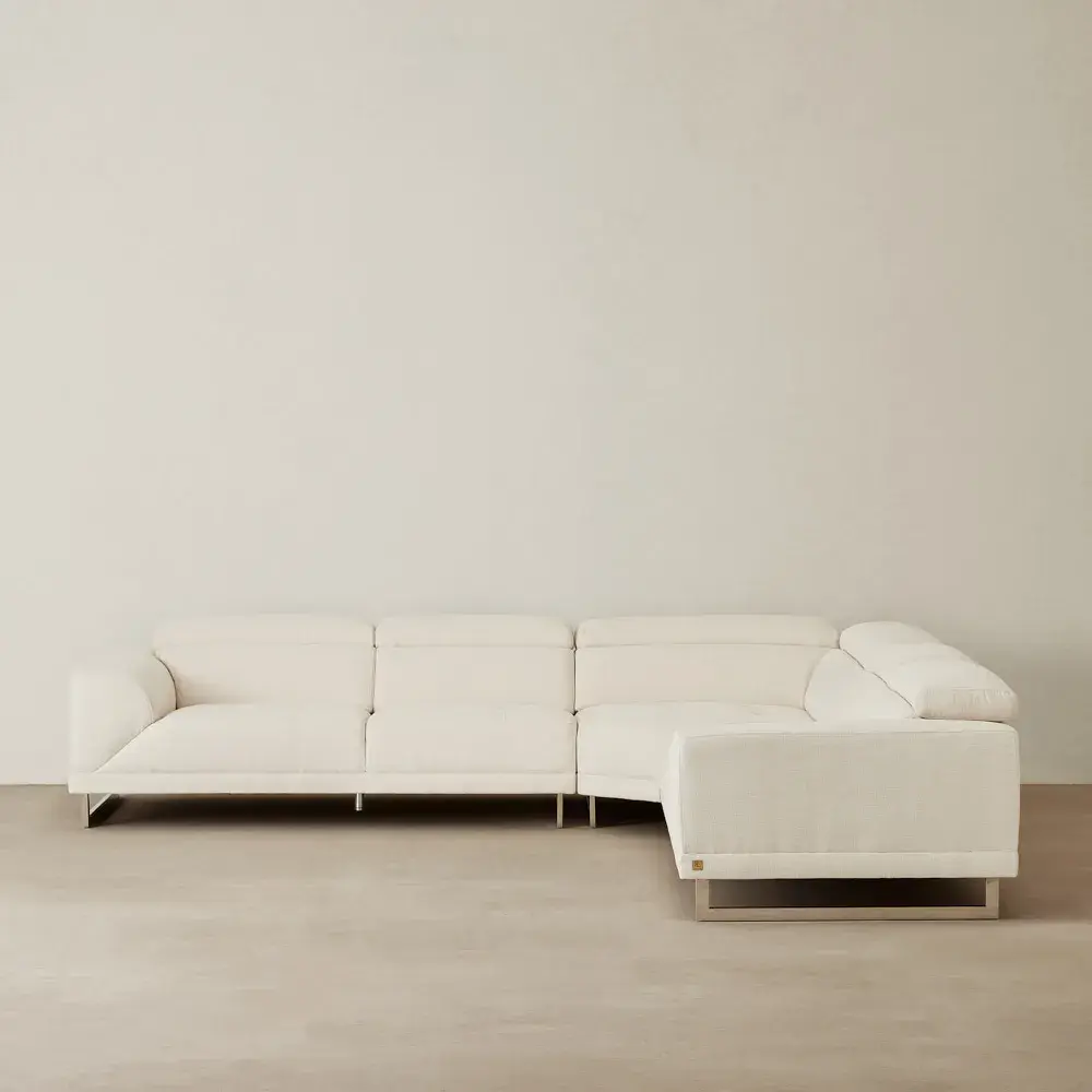 Valiant II Chiffon White Fabric Corner Lounge