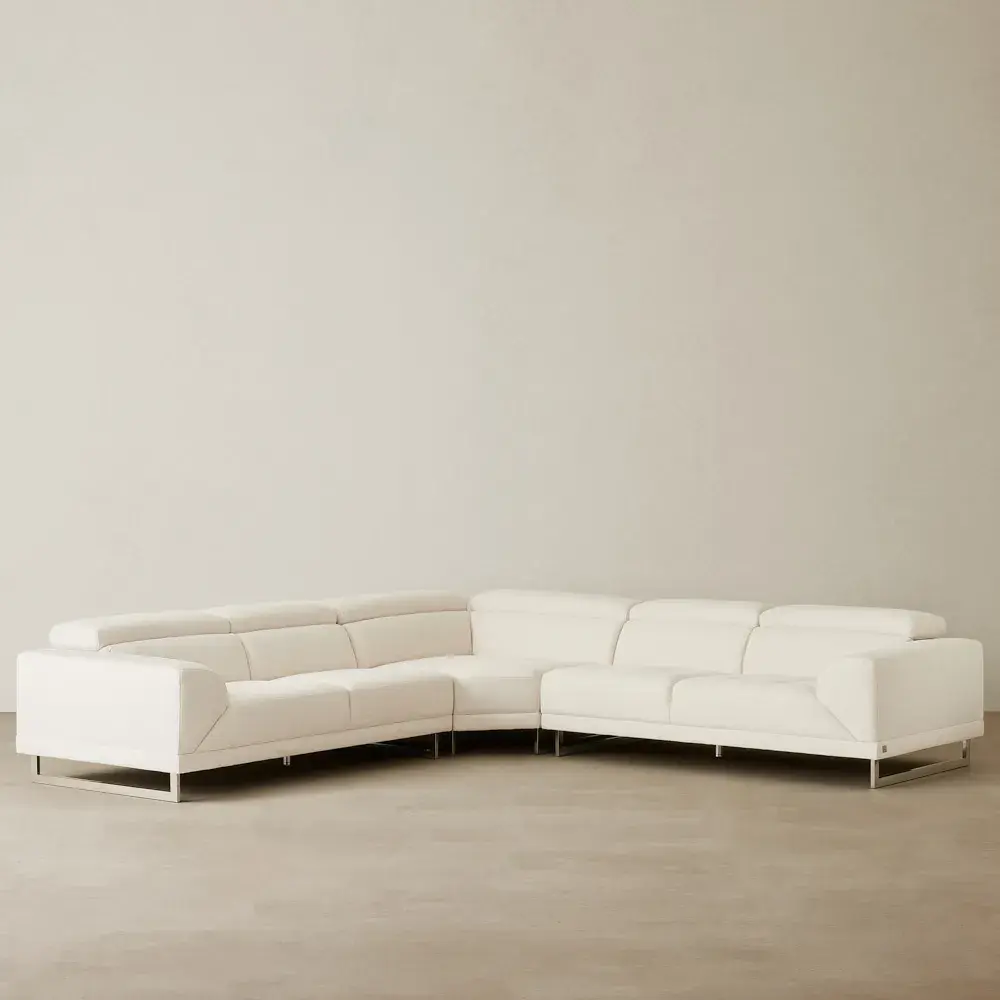 Valiant II Chiffon White Fabric Corner Lounge