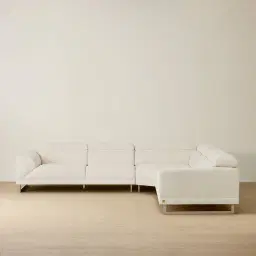 Valiant II Chiffon White Fabric Corner Lounge