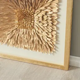 Feather Shadow Box with Golden Frame