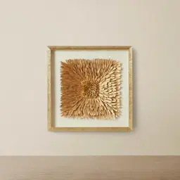 Feather Shadow Box with Golden Frame