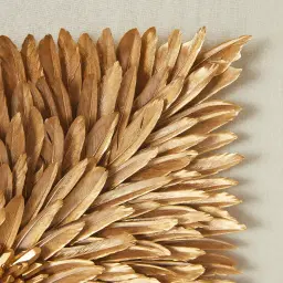 Feather Shadow Box with Golden Frame