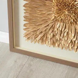 Feather Shadow Box with Light Brown Frame