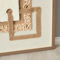 Serendipity Hemp Rope Shadow Box with Light Brown Frame