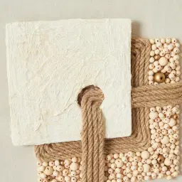 Serendipity Hemp Rope Shadow Box with Light Brown Frame