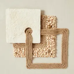 Serendipity Hemp Rope Shadow Box with Light Brown Frame
