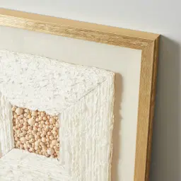 Paper Pulp And Wooden Bead Shadow Box with Golden Frame