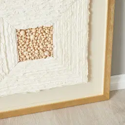 Paper Pulp And Wooden Bead Shadow Box with Golden Frame