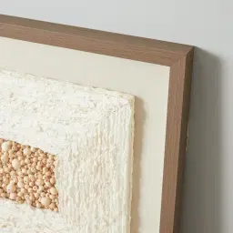 Paper Pulp And Wooden Bead Shadow Box with Light Brown Frame