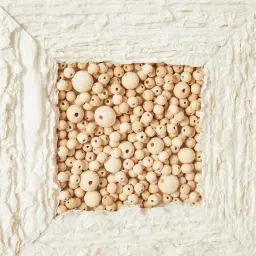 Paper Pulp And Wooden Bead Shadow Box with Light Brown Frame