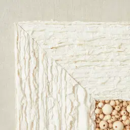 Paper Pulp And Wooden Bead Shadow Box with Light Brown Frame