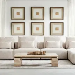 Paper Pulp And Wooden Bead Shadow Box with Light Brown Frame