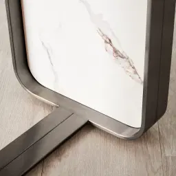 Marbella Cold Calacatta White Sintered Stone Side Table - Black Nickel Frame