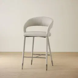 Moulin Glacier Grey Vegan Leather 66cm Counter Stool - Black Nickel Legs