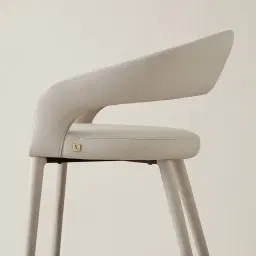 Moulin Glacier Grey Vegan Leather 66cm Counter Stool - Black Nickel Legs