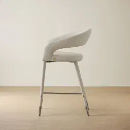 Moulin Glacier Grey Vegan Leather 66cm Counter Stool - Black Nickel Legs