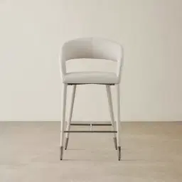 Moulin Glacier Grey Vegan Leather 66cm Counter Stool - Black Nickel Legs