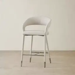 Moulin Glacier Grey Vegan Leather 66cm Counter Stool - Black Nickel Legs