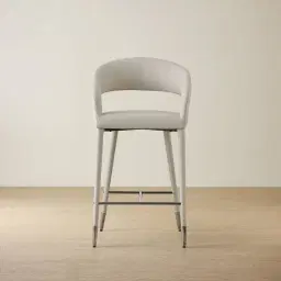 Moulin Glacier Grey Vegan Leather 66cm Counter Stool - Black Nickel Legs