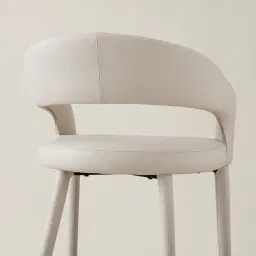 Moulin Glacier Grey Vegan Leather 66cm Counter Stool - Black Nickel Legs