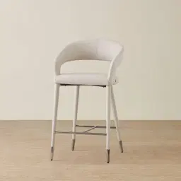 Moulin Glacier Grey Vegan Leather 66cm Counter Stool - Black Nickel Legs