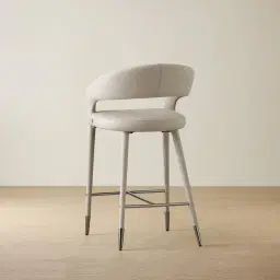 Moulin Glacier Grey Vegan Leather 66cm Counter Stool - Black Nickel Legs