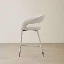 Moulin Glacier Grey Vegan Leather 66cm Counter Stool - Black Nickel Legs