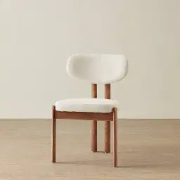 Portobello Chantilly White Fabric Dining Chair - Toffee Brown Ash Legs