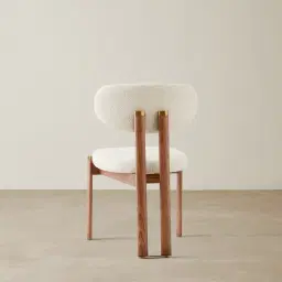 Portobello Chantilly White Fabric Dining Chair - Toffee Brown Ash Legs