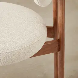 Portobello Chantilly White Fabric Dining Chair - Toffee Brown Ash Legs