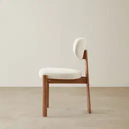 Portobello Chantilly White Fabric Dining Chair - Toffee Brown Ash Legs