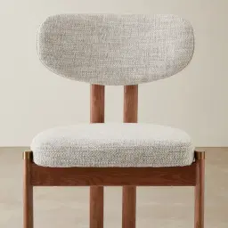 Portobello Murmur White Fabric Dining Chair - Toffee Brown Ash Legs